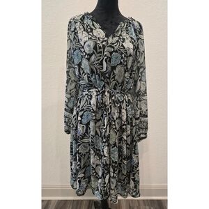 Lane Bryant Floral Print Dress with Metallic Accents - Size 16